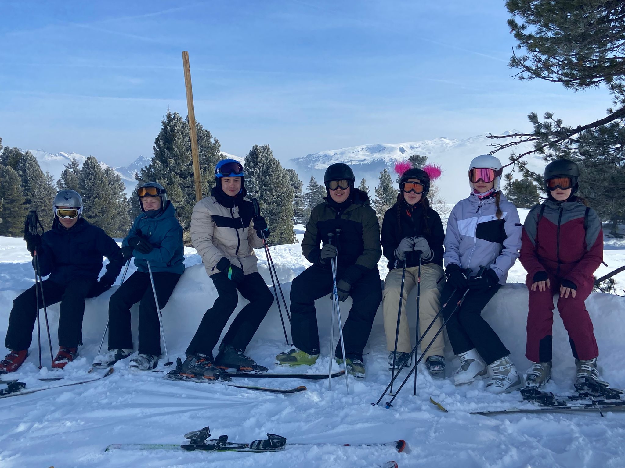 Skigruppe bei der Pause